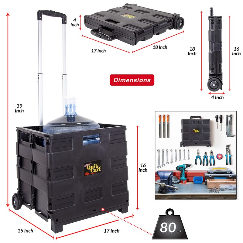 dbest products عربة dbest Quik بدون غطاء للسفر تخزين محمول قابل للطي عربة يدوية متحركة للاستخدام الثقيل، سوداء - Image 3